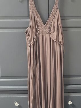 Lane Bryant Brown Braided V-Neck Midi Dress